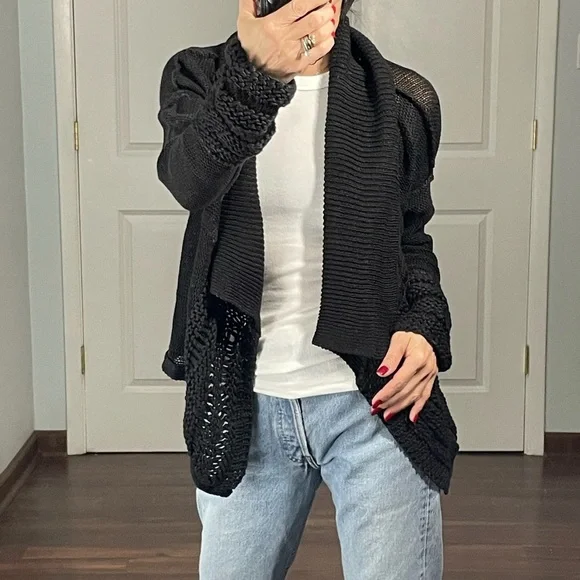 TSE Black 100% Linen Open Cardigan Shrug  size S NWT - Picture 4 of 17